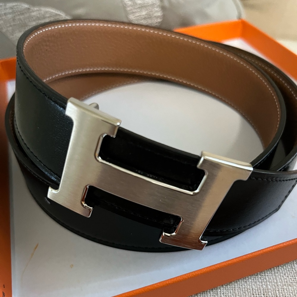 Hermes H Belt Buckle and Reversible Leather Strap 32 MM
